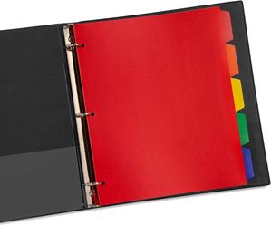 Plastic Dividers for 3 Ring Binder, Assorted Colors, 5 Tab Index Plastic Binder New Never Used