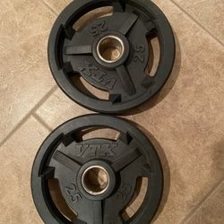 25lb Rubber Coated Olympic Weight Plate Set 