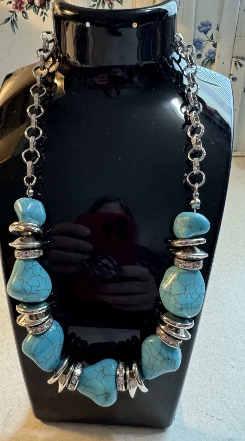 Stunning Stone Age, Blue Turquoise Necklace.