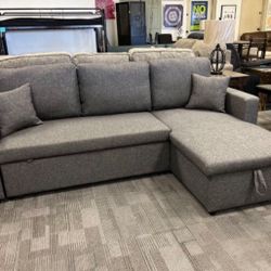 Grey Sectional Sofa Pull Out Bed With Storage 