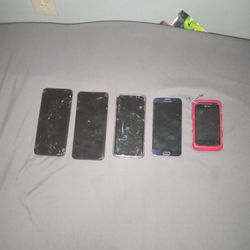 5 Android Phones (Broken Screens On All)
