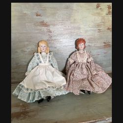 Pair Of Antique Porcelain Dolls Can Ship 