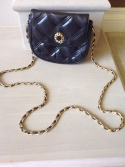 Black Leather Look Purse/Bag With Strap