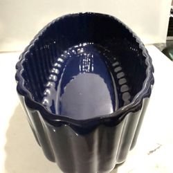 Beautiful Vtg Ribbed Dark Cobalt Blue Oval Haeger Planter - 122   Vintage Mid Century Haeger USA Art Pottery #122 Oval Planter Blue Ribbed. Beautiful 