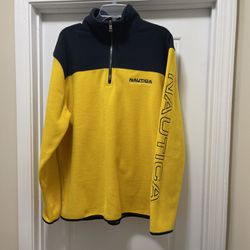 Vintage Nautica Competition Yellow 1/4 Zip Fleece Pullover Men’s XL