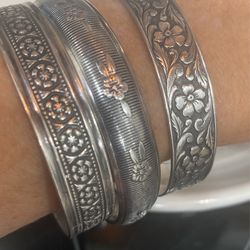 Solid Sterling Silver Art Deco Bangles