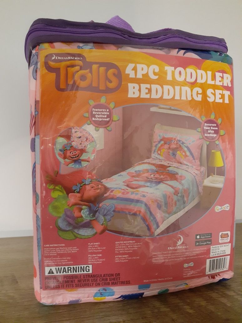 Trolls Pink 4PCS Toddler Bedding Set New