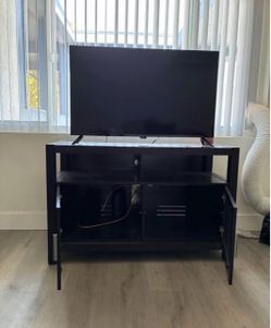 Black TV Stand with Cabinet Storage
