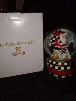 Mackenzie-Childs Rooftop Musical SnowGlobe Xmas “ Santa Claus Is Coming To Town"