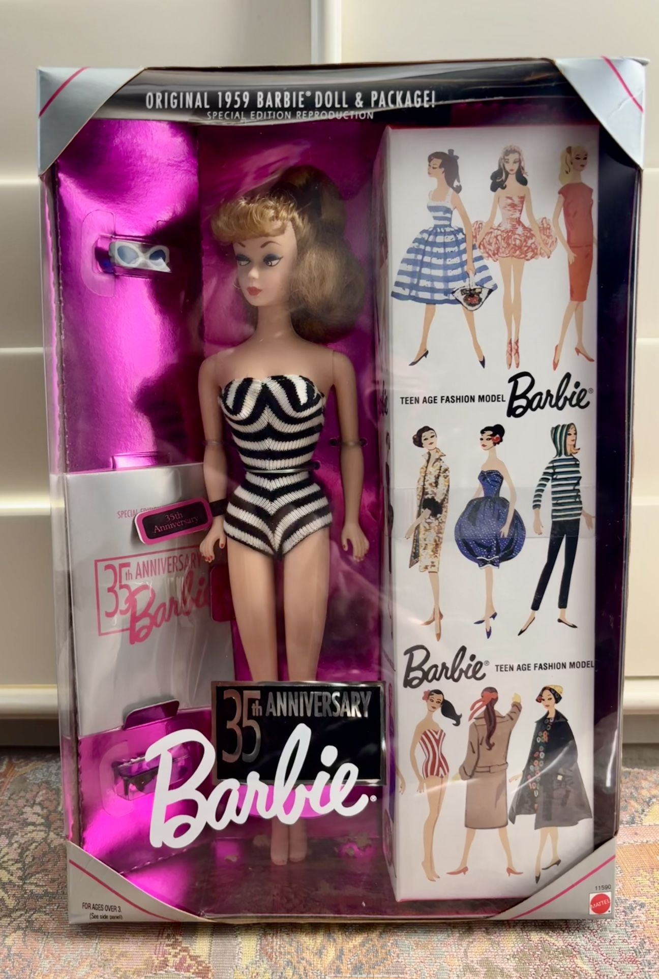 Unopened! Collectible 1993 Mattel 35th Anniversary Barbie (1959 Special Edition Reproduction Doll) #11590