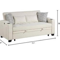 Leather Cup Holders USB Port Cushions Pull-out Bed