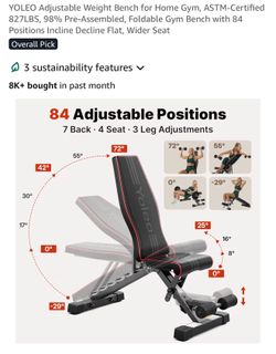 Yoleo ADJUSTABLE Weight Bench
