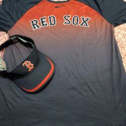Nike Boston Red Sox Shirt And New Era Visor.