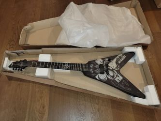 In Box Schecter V-7 Chris Howorth Snake Cross Electric Guitar in Satin Black EMG