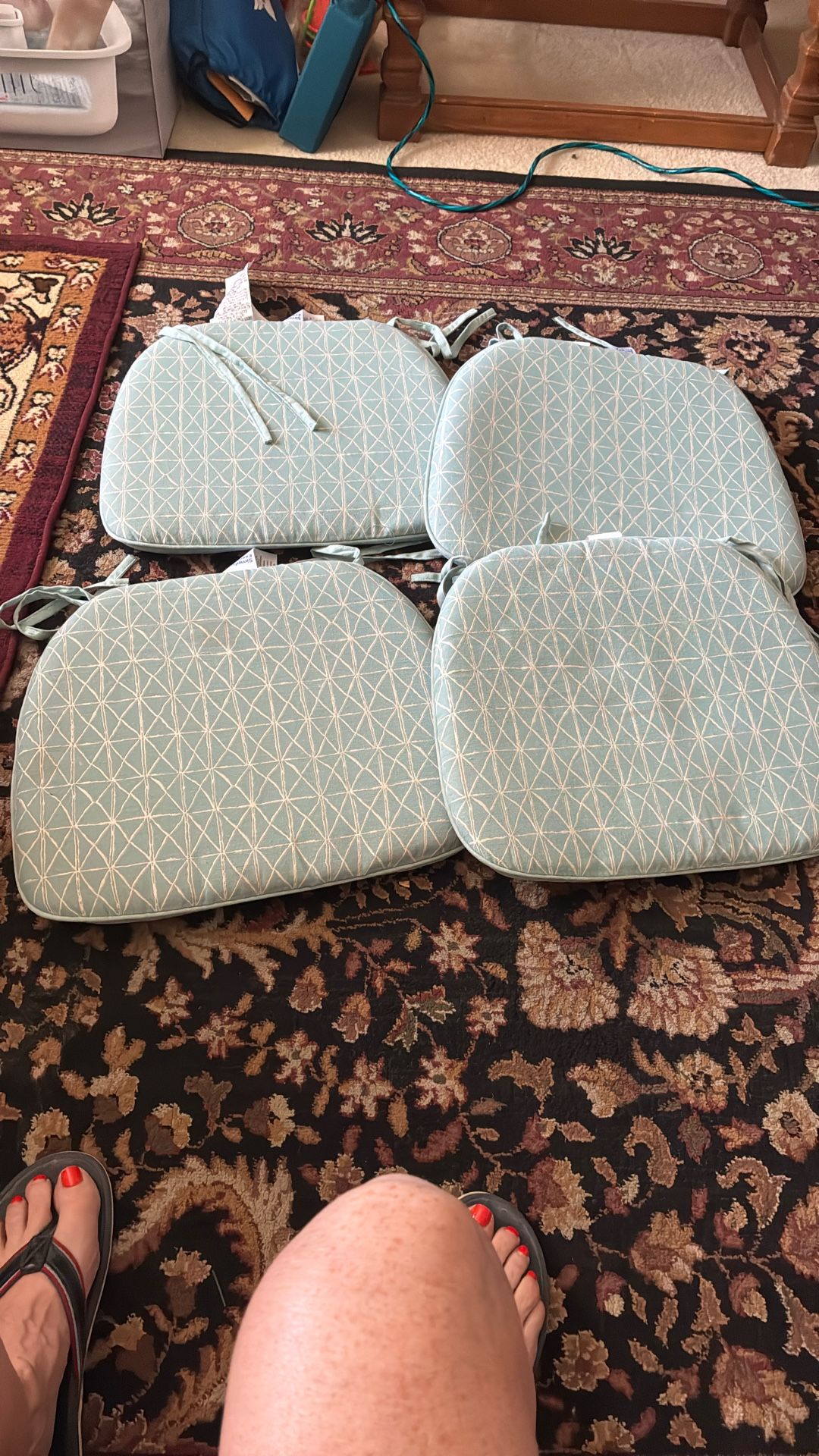 4 Chair Cushions,ight Blue