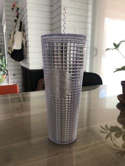 Starbucks 2020 Holiday Studded Grid Cold Cup Tumbler Venti Disco Crystal Silver