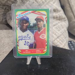 Bo Jackson  Rookie,/Eric Davis Fleer Star Stickers Checklist Baseball Card 