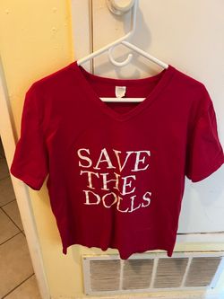 Save The Dolls Red Graphic T-Shirt size medium