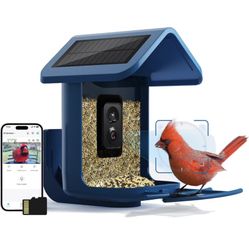 Bird Feeder with Camera Wireless Outdoor - Smart Bird Feeder Camera 1080P HD for Bird Watching, Solar Powered, Birds AI Recognition & SD Card