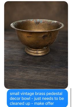 vintage small brass pedestal decor bowl - rare find