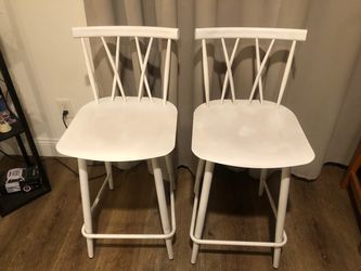 5 White Metal Bar Stools