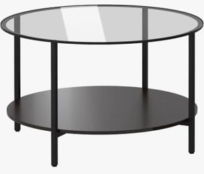Round Glass Top Coffee Table with Lower Shelf