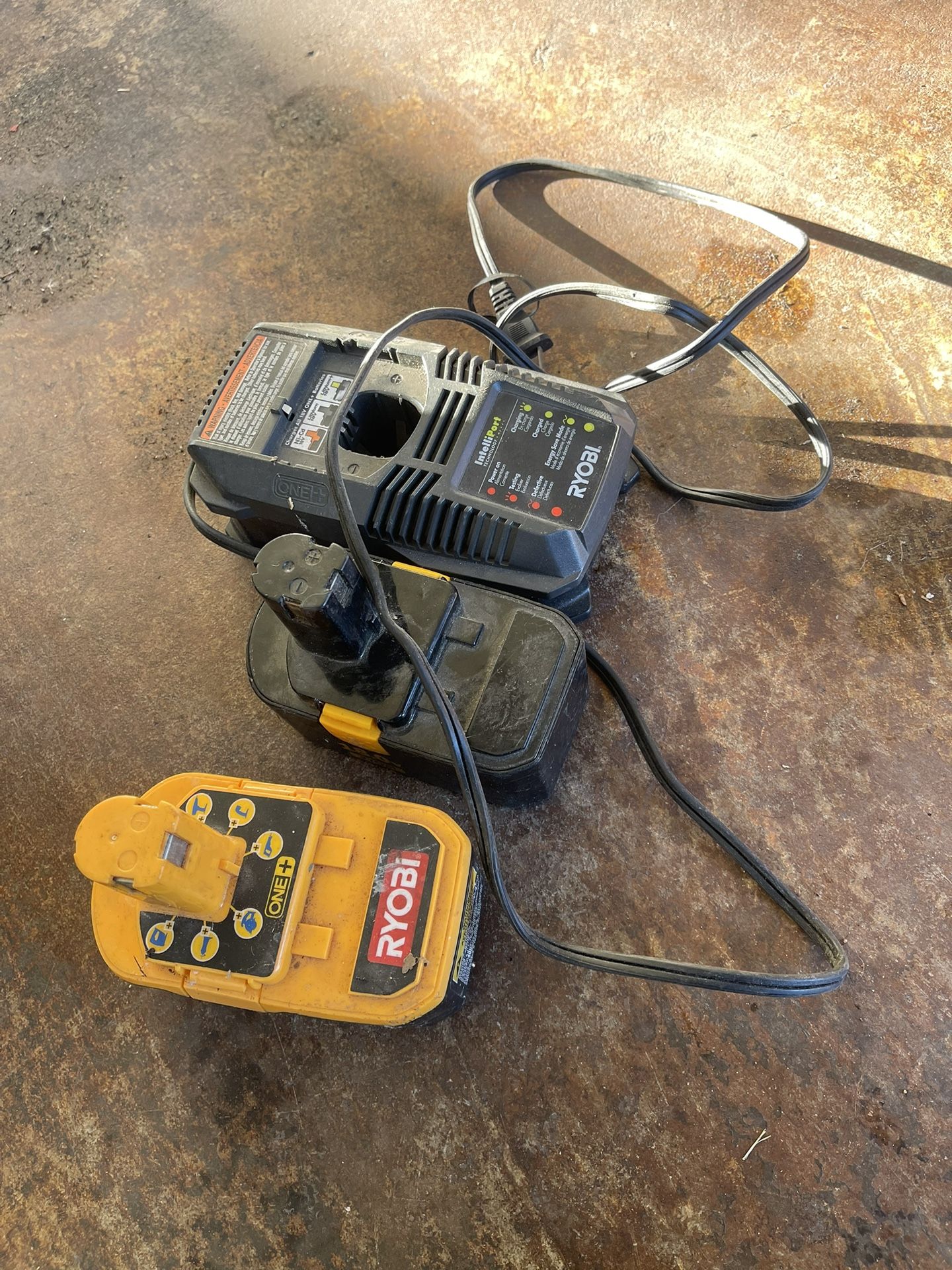 Ryobi 18V x2 Batteries And Charging Box