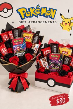 Pokémon Gift Arrangement with Candy and Cards