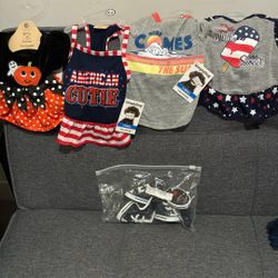 4 XS Dog Outfits & Shoes New Never Used 