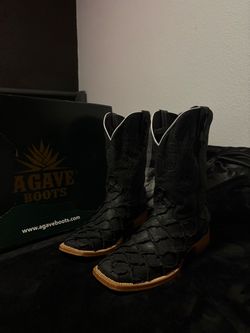Agave Boots Black Exotic fish Cowboy Boots