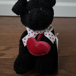 Kmart love is everywhere 6 inch  Plush Black dog with a heart And Bow NWT