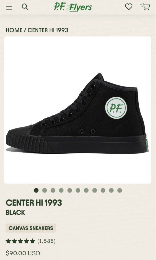 PF Flyers, Center Hi 1993, Black, High top Shoes/Sneakers from