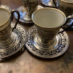 Set Of 6 Sterling Demitasse Cups 