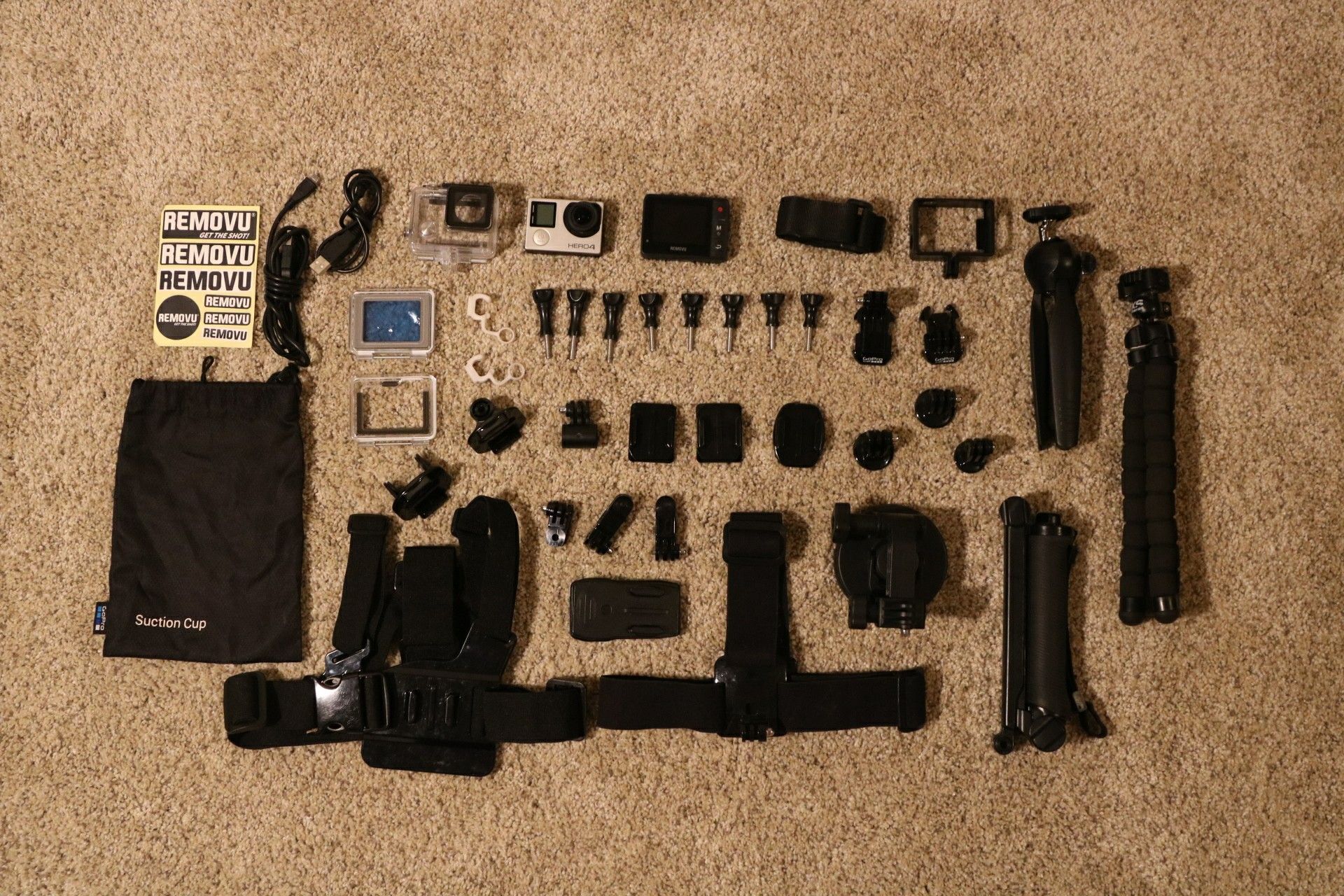 Gopro hero 4 silver with a lot of accessories.