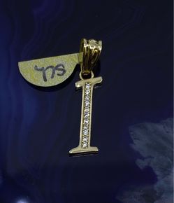 $100 Yellow Gold w Zirconia Letter Initial I Charm Pendant