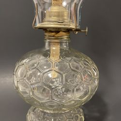 3 Antique Glass Kerosene Oil Lamps 