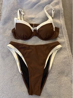 Brand New Never Worn Brown Beige Underwire Bikini - Medium
