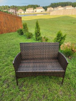 Brown Wicker Patio Loveseat