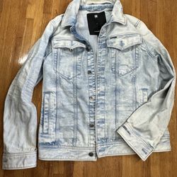 G STAR RAW Men’s 3301 Slim Sun Faded Stone Stretch Denim Jean Jacket Size Large