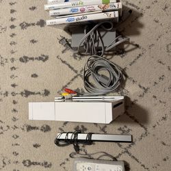 Wii Console Controller Games Cords Sensor Bar
