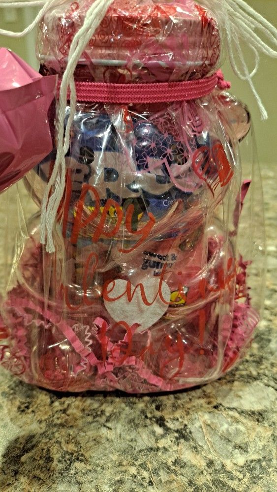 Valentine's Teady Bear  Jar Gift With Candy
