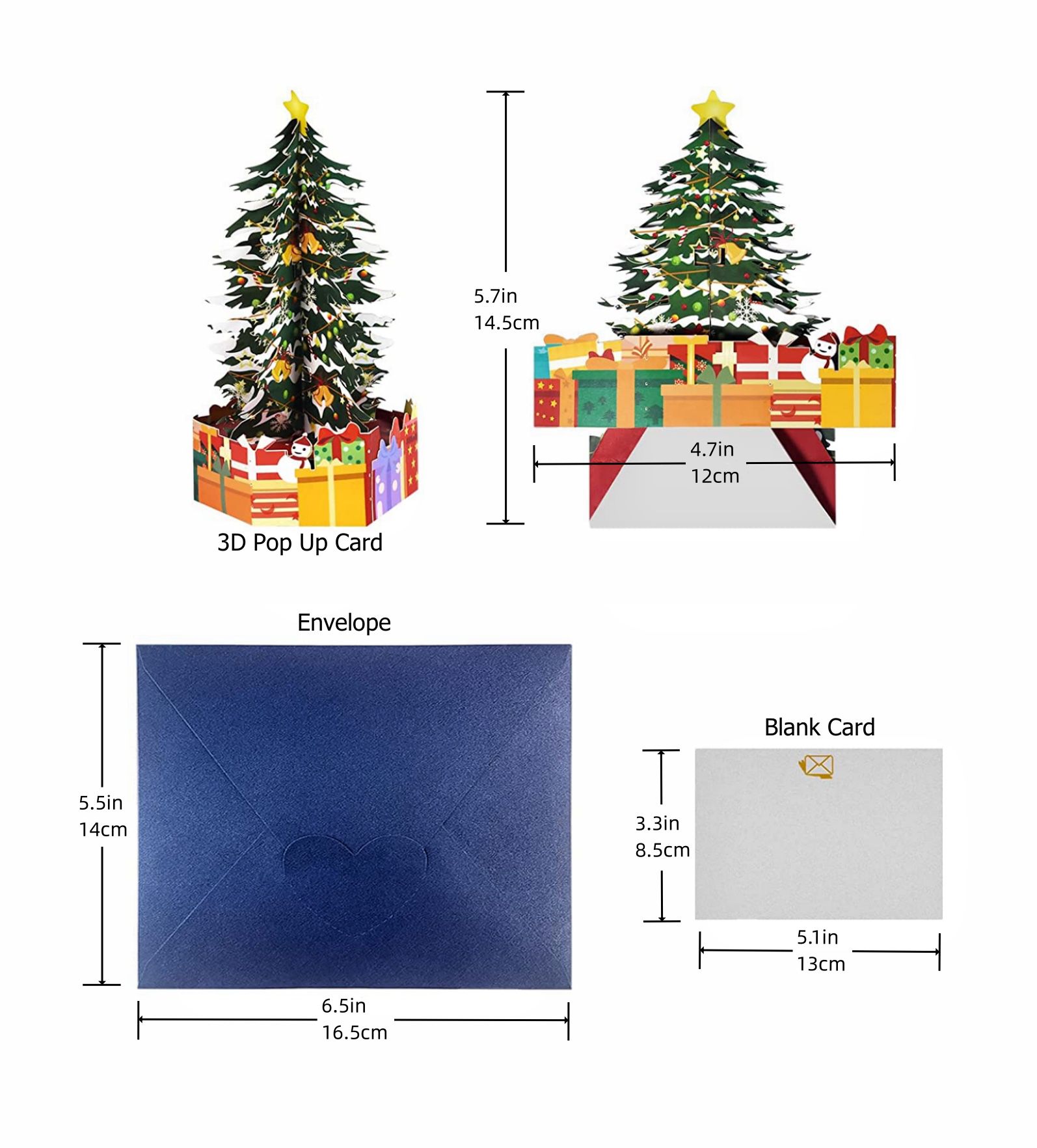 Christmas 3D Pop-up Greeting Card with Envelope