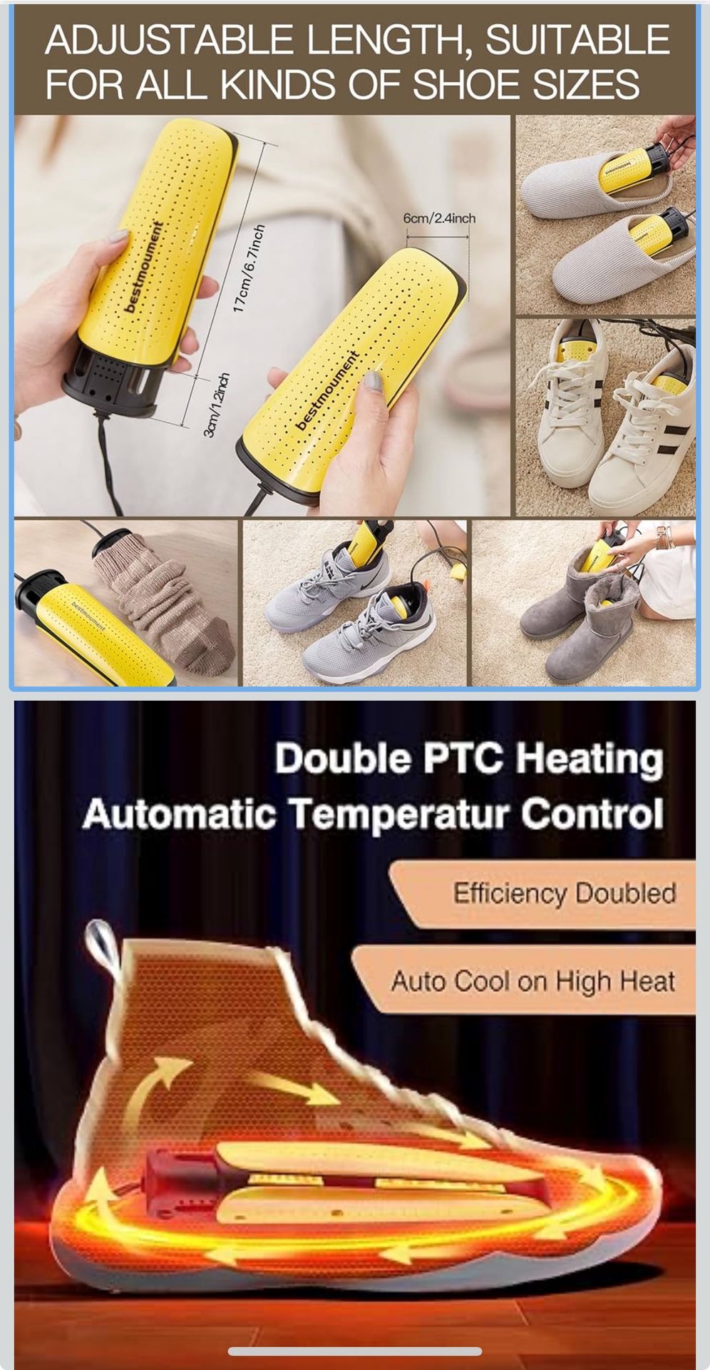 Portable Footwear Dryers Machine with Auto Temperature Control