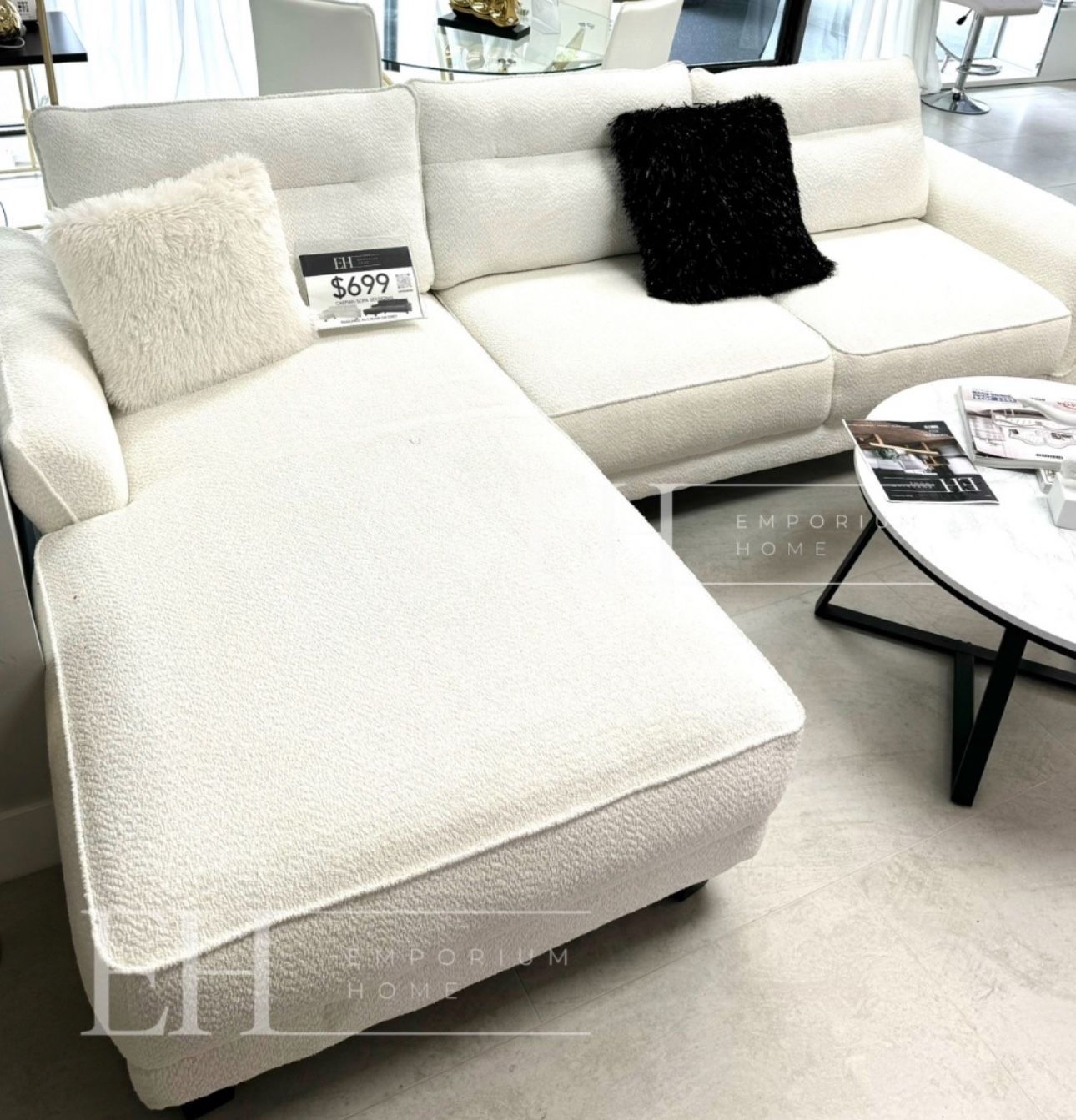White Or Grey Sofa Sectional Boucle