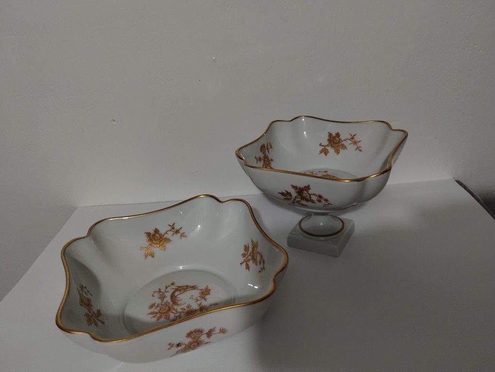 LIMOGES FRANCE PORCELAIN SET COMPOTE & BOWL 