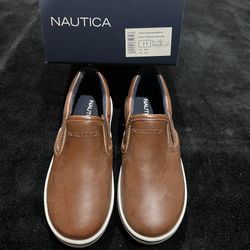 Nautica Doubloon Slip On Boat Shoes Brown Casual Dress Loafer Youth Sz 4M