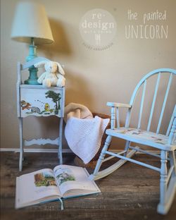 Winnie The Pooh Refinished Small Side Table And Childs Rocking Chair