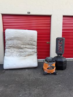 Free mattress, shop, vac, and punching bag