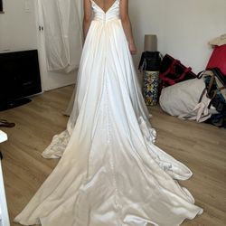 Maggie Sotero Romantic Satin A line Wedding Gown
