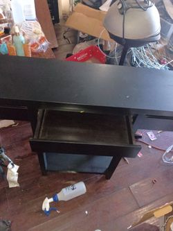 Black Wood Desk with Drawer
